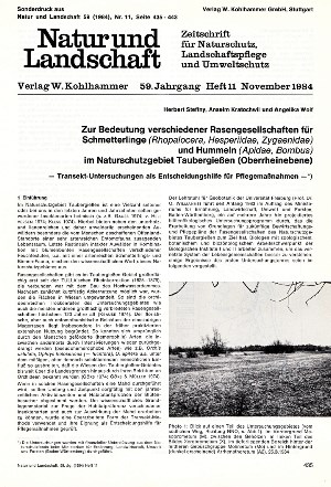 Steffny - Tagfalter Taubergiessen 1984 Natur und Landschaft