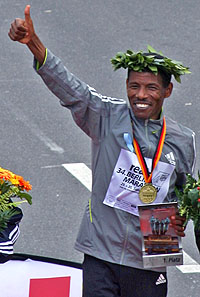 Haile Gebrselassie Marathon Weltrekord in Berlin 2007 - Foto, Copyright: Herbert Steffny