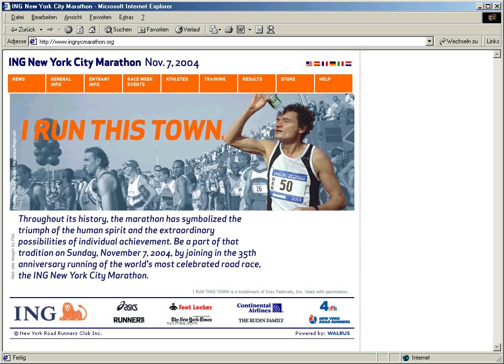 126 kb - Herbert Steffny auf der Titelseite des NYC Marathons 2004